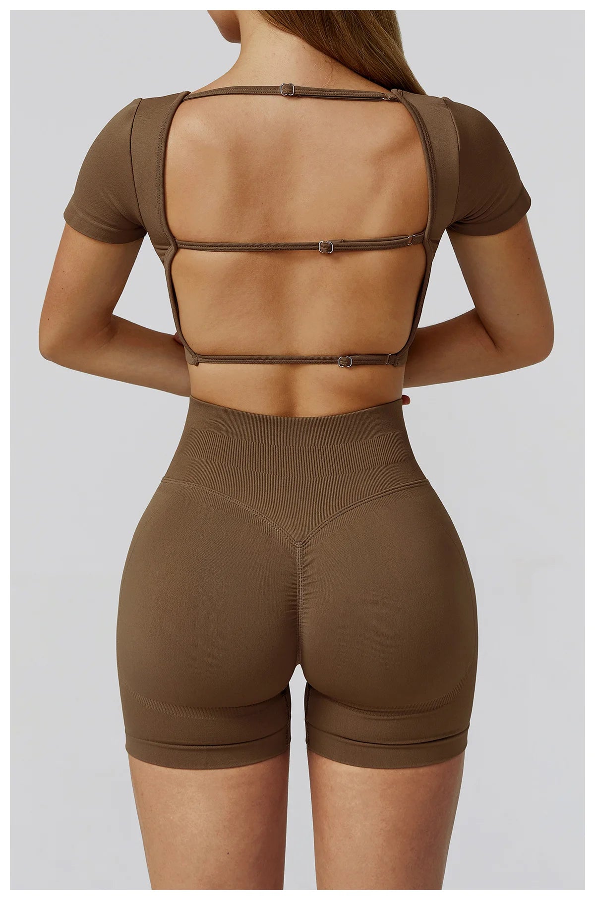 Seamless Women's Yoga Crop Top Sport Short Sleeve T Shirts Fitness Clothes New Yoga Shirt Gym Sexy Backless Top Quick Drying Top