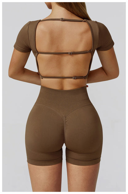 Seamless Women's Yoga Crop Top Sport Short Sleeve T Shirts Fitness Clothes New Yoga Shirt Gym Sexy Backless Top Quick Drying Top