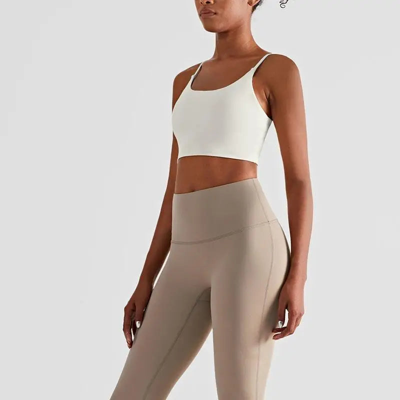 2024 New Solid Color Suspenders Yoga Fitness Naked Feel Sport Bra Gym Vest Quick Dry Breathable Running Vest Gym Wear