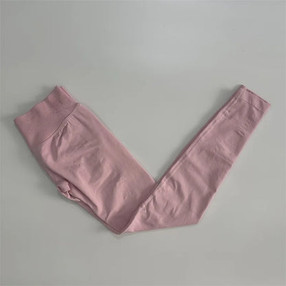 No Logo Leggings Women Low Ribbed Band Scrunch Bum Seamless Yoga Pants Gym Leggings Fitness Sweat Wicking Stretch Workout Tights