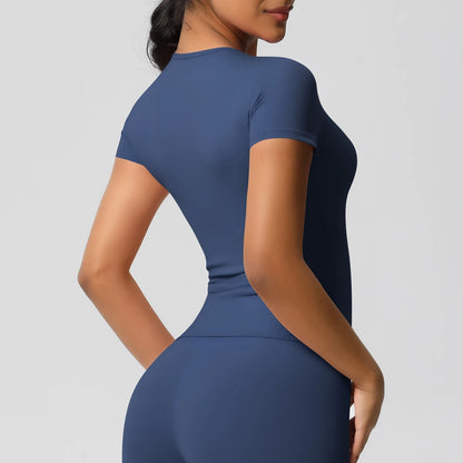 Workout Dry Fit Breathable High Elastic Sports Top Gym Fitness Wear T-shirt Women Casual Outdoor Top