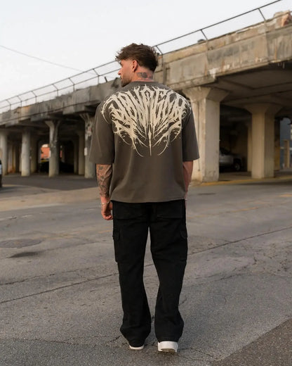 Loose Fit Men's T-Shirt American Trendy Brand Cotton Blend Short Sleeve Fitness Sporty Summer Casual Wear Dry Fast T-Shirt