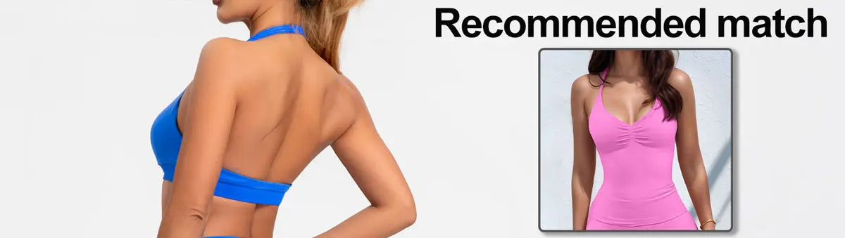 NCLAGEN Gym Halter Top Woman longline strappy tank Padded yoga clothing Fitness workout Running Activewear pilates clothes