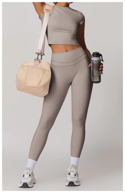 Sports T-shirt Women's Top Yoga Shirts Quick Dry Running Tops Tights Push Up Workout Gym Clothes Short Sleeve Fitness Sports Top