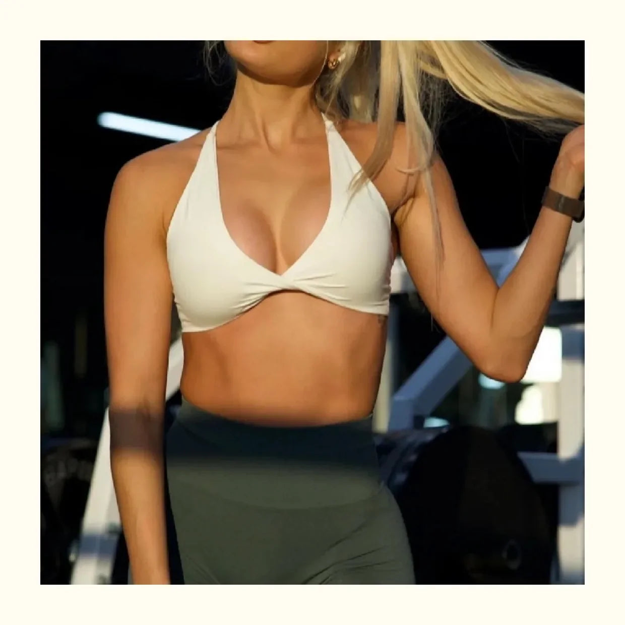 SHINBENE Front Twist Padded Cross Strap Sports Bra Sexy Back Fitness Sleeveless Short Top Yoga Sports Bra