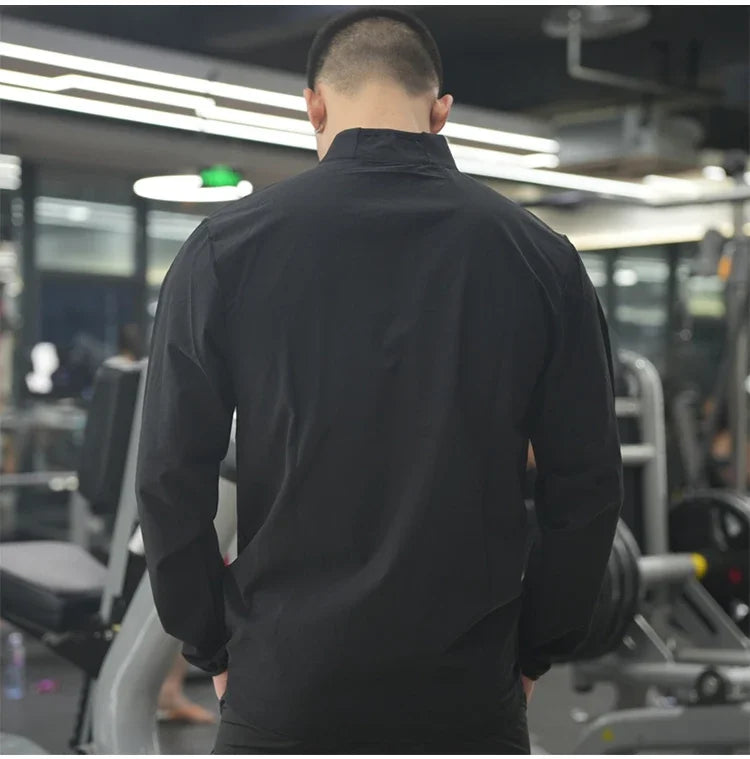 New Men Fitness Running Jacket Spring and Autumn Gym Outerwear Loose Casual Jogging Outdoor Stand-up Collar Tracksuit Sportswear