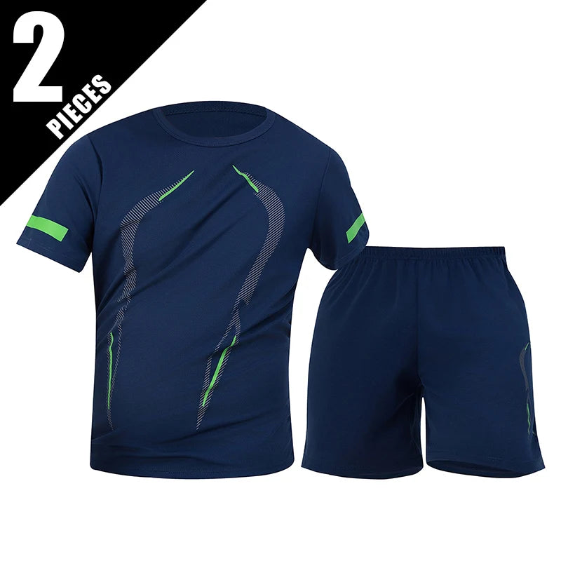2/4/6 Pcs Plus Size Men's Quick-drying Short-sleeved Shorts Suit Men's Leisure Sports Running Fitness T-shirt Joker Shorts Teen