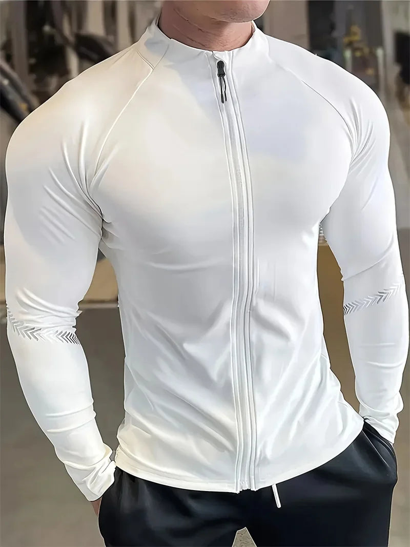 2025 Spring autumn Running Jacket Men zipper tops Fitness Tight Jacket Training Sportswear Jogging Sweatshirt Man cardigan Coat