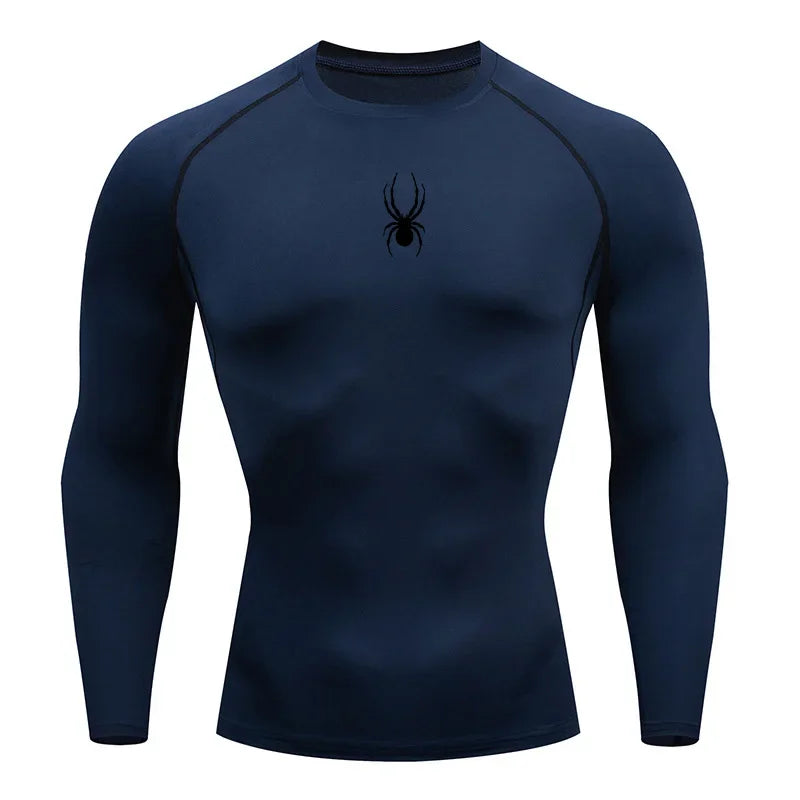 Men's Long Sleeves Spider Fitness Dry Fit T-shirt Gym Compression Shirt Sportswear Outdoor Sports Running Tees Tops Rashgard