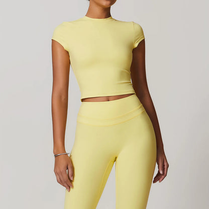 Hearuisavy Casual T-shirt Female Fitness Gym Top Yoga Clothing Sports Short-Sleeved Shirt Women Quick-Dry Workout Shirt Women