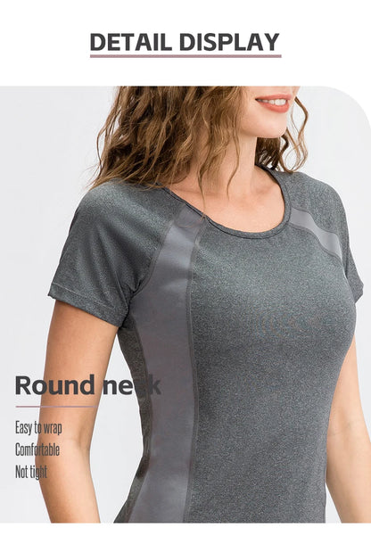 Women Yoga Tops Breathable Sport Fitness Workout Running Yoga Top Quick Dry Short Sleeve Gym T Shirt