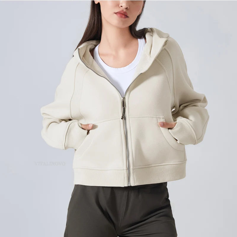 VITALINOVO Women's Zip Up Hoodies Fleece Workout Jackets Sweatshirts Athletic Casual Long Sleeve Sweatshirts with Thumb Holes