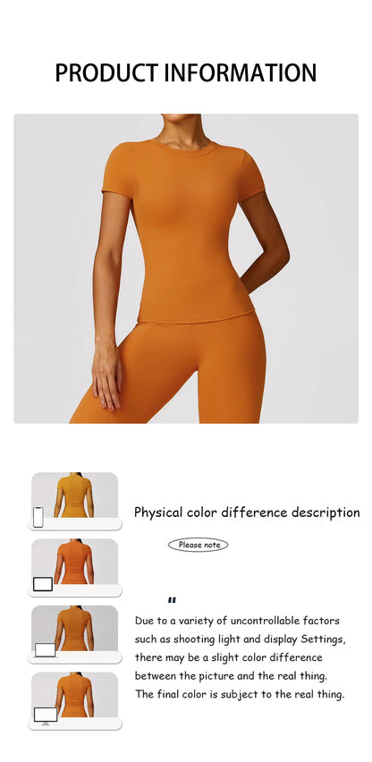 Skintight Sports Short Shirts Women Workout Sportswear Female Fitness Yoga Shirt Quick-Dry Yoga Clothing Sport Gym Top Women