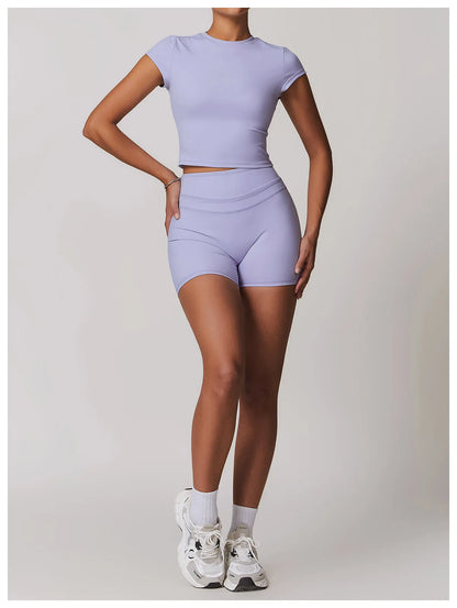 Hearuisavy Casual T-shirt Female Fitness Gym Top Yoga Clothing Sports Short-Sleeved Shirt Women Quick-Dry Workout Shirt Women