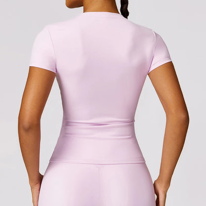 Skintight Sports Short Shirts Women Workout Sportswear Female Fitness Yoga Shirt Quick-Dry Yoga Clothing Sport Gym Top Women