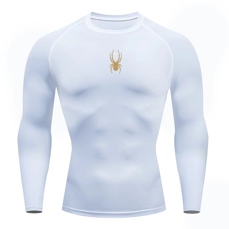 Men's Long Sleeves Spider Fitness Dry Fit T-shirt Gym Compression Shirt Sportswear Outdoor Sports Running Tees Tops Rashgard