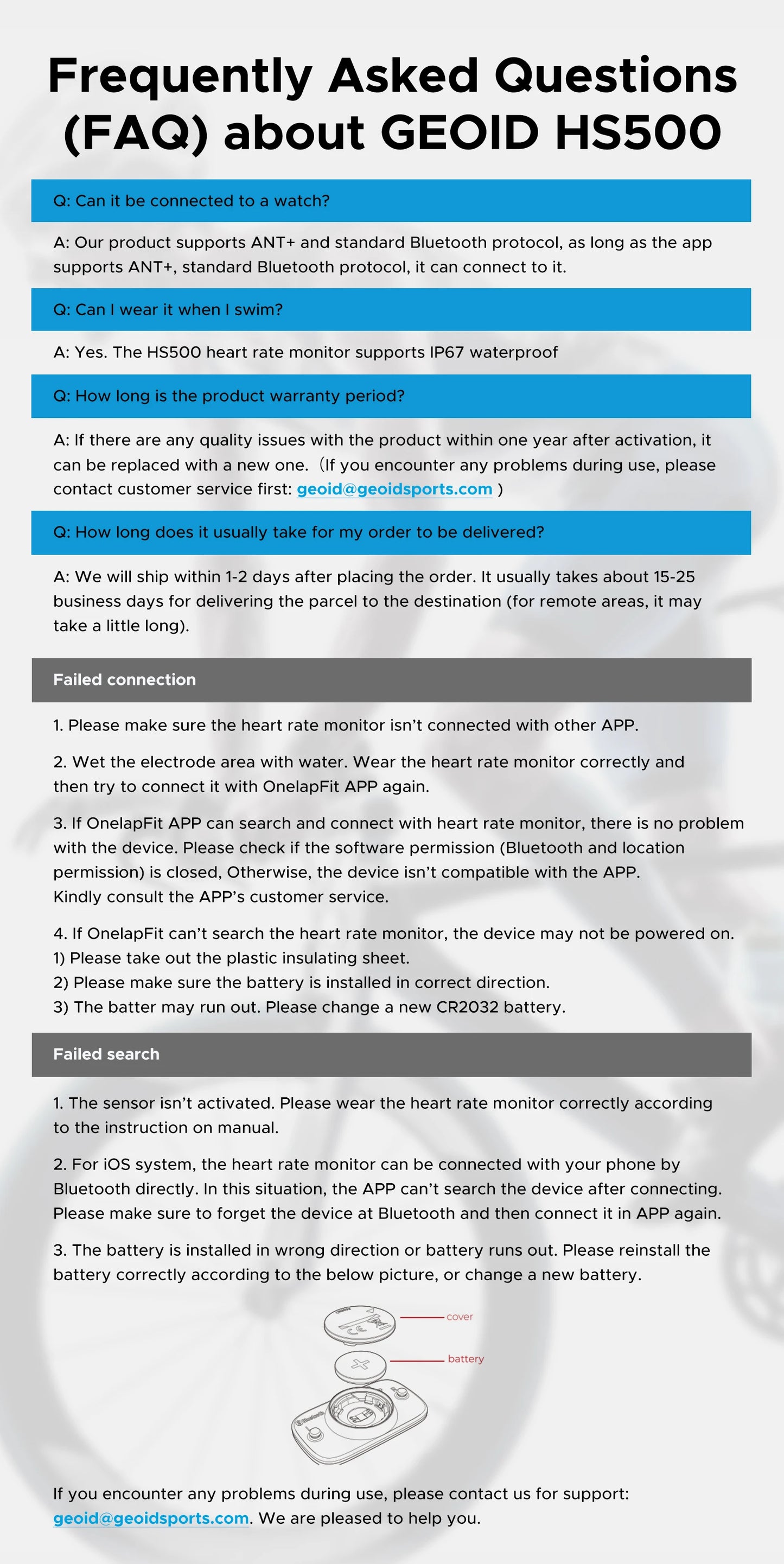 GEOID HS500 Heart Rate Monitor Fitness Equipment Ant Bluetooth Heart Rate Sensor with Chest Strap Tracking LED Light