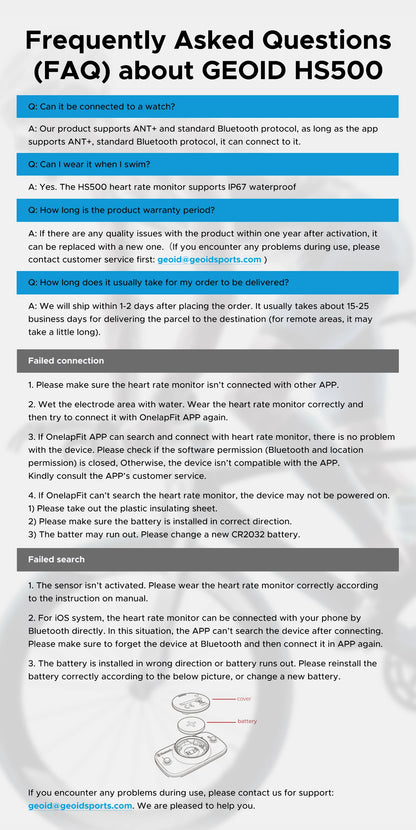 GEOID HS500 Heart Rate Monitor Fitness Equipment Ant Bluetooth Heart Rate Sensor with Chest Strap Tracking LED Light