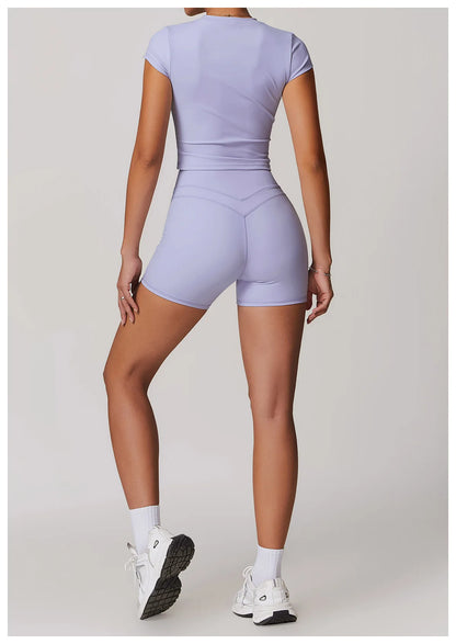 Hearuisavy Casual T-shirt Female Fitness Gym Top Yoga Clothing Sports Short-Sleeved Shirt Women Quick-Dry Workout Shirt Women