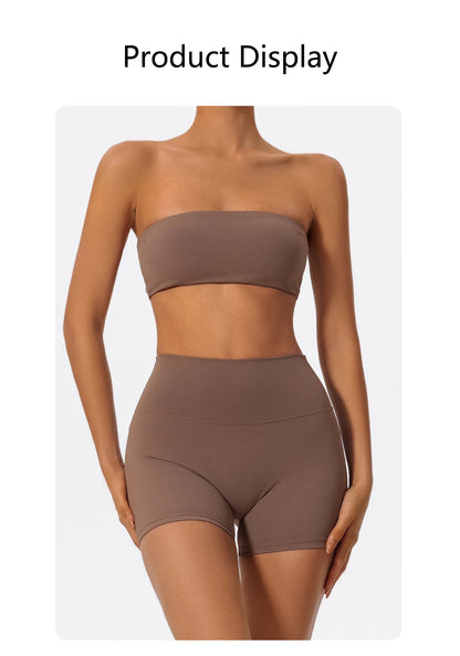 Ctenkevet Two Piece Fitness Sports Set Women Workout Yoga Outfit Strapless Bra Woman 2Ps Gym Crop Top Deportivos Mujer Gym Suits