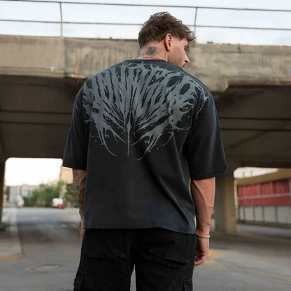 Loose Fit Men's T-Shirt American Trendy Brand Cotton Blend Short Sleeve Fitness Sporty Summer Casual Wear Dry Fast T-Shirt