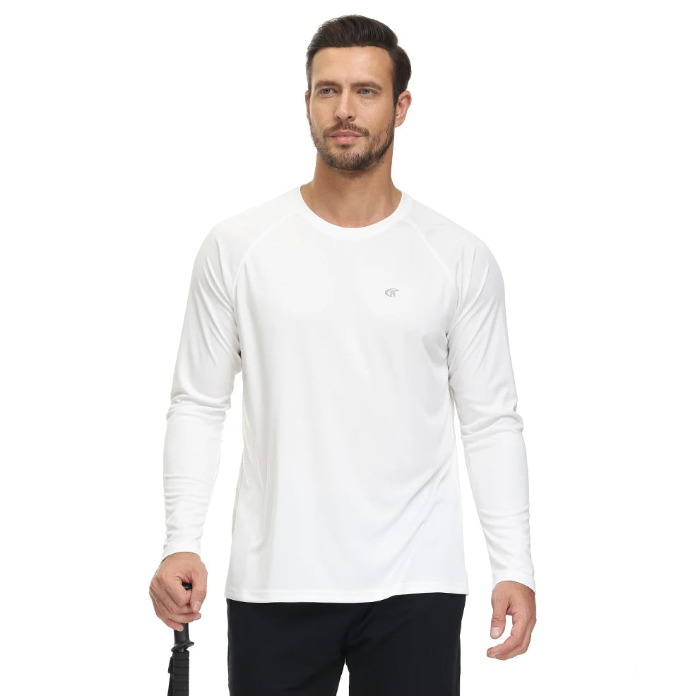 Men UPF 50+ Long Sleeve T-Shirt, Rash Guard Breathable Tops, Pullover Shirt for Sport Fishing Hiking Workout Outdoor Beach