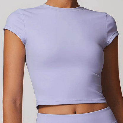 Hearuisavy Casual T-shirt Female Fitness Gym Top Yoga Clothing Sports Short-Sleeved Shirt Women Quick-Dry Workout Shirt Women