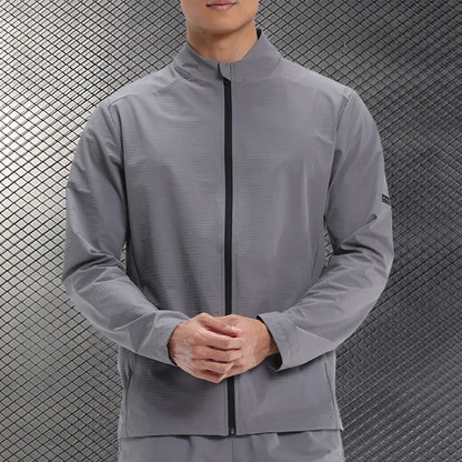 Men Outdoor Sports Casual Jacket Jacket Stand-Up Collar Zip Running Fitness Windproof Camping Hiking Riding Training Tops