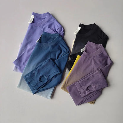 Women's Long Sleeve Top Yoga Shirts Running T-Shirt Hanging dye Fitness Sports Top Gym Sweatshirts Workout Tops Sports Shirts