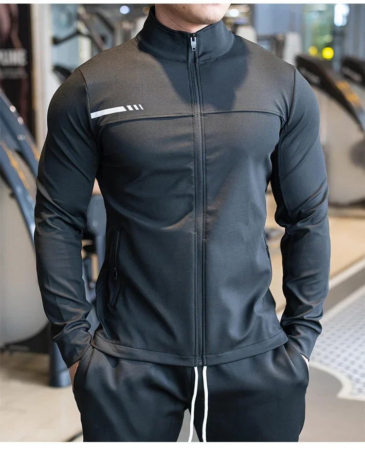 Mens Gym Fitness Shirts Tops High Quality Running Sport Jacket Outdoor Workout Sunscreen Clothing Training Sweatshirt Zipped