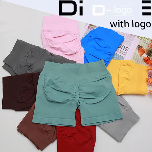 dfyoga Shorts 4.5" short gym mujer sportswear impact workout Low Ribbed Band Seamless Gym Fitness Shorts