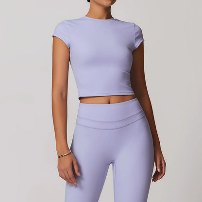 Hearuisavy Casual T-shirt Female Fitness Gym Top Yoga Clothing Sports Short-Sleeved Shirt Women Quick-Dry Workout Shirt Women