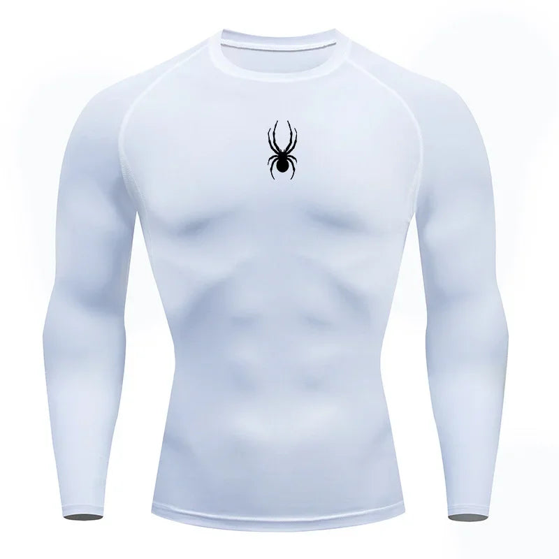 Men's Long Sleeves Spider Fitness Dry Fit T-shirt Gym Compression Shirt Sportswear Outdoor Sports Running Tees Tops Rashgard