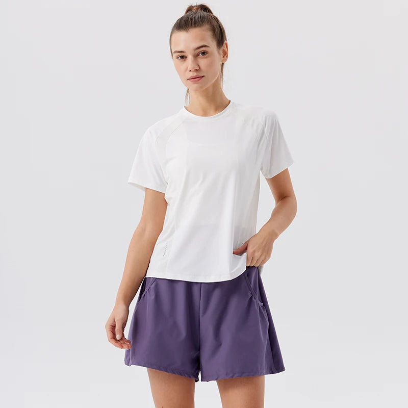 Summer Women's Quick Dry Running Sports T-Shirt Gym Fitness Training Wear for Tennis Golf Yoga Breathable Sportswear Top