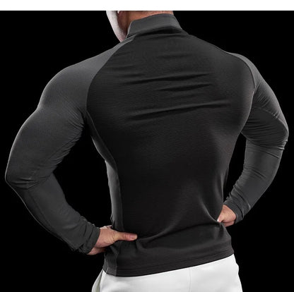 2024 New Men Sportswear Fitness Top Gym Jacket Quick-drying Breathable Slim Long-sleeved T-shirt Running Training Clothes Autumn