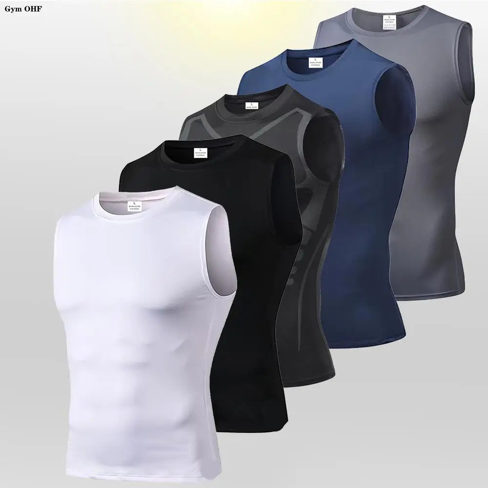Men Quick Dry Running T-Shirts Compression Vest Sleeveless Quick-Drying Jersey Training Shirt Gym Mens Tank Top