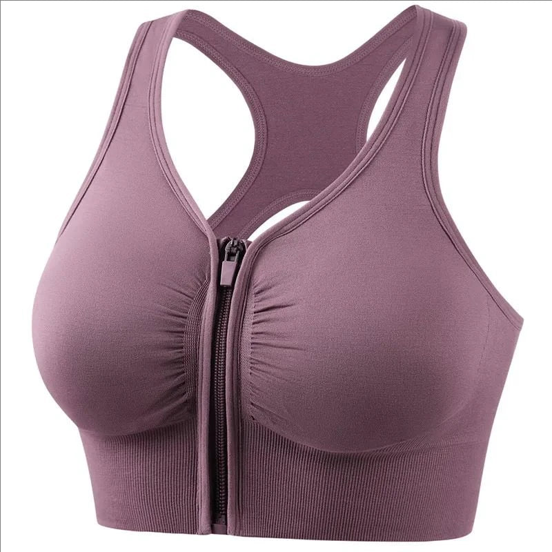 CZGUKE Women's zipper sports bra vest plus size shock resistant bra women's yoga running fitness bra women's underwear
