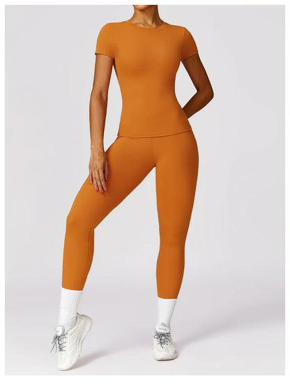 Skintight Sports Short Shirts Women Workout Sportswear Female Fitness Yoga Shirt Quick-Dry Yoga Clothing Sport Gym Top Women