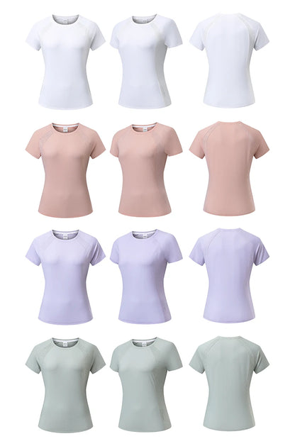 Summer Women's Quick Dry Running Sports T-Shirt Gym Fitness Training Wear for Tennis Golf Yoga Breathable Sportswear Top