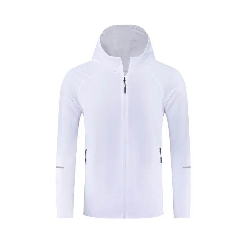 (S-4XL)Men Women Running Jacket Lightweight Camping Hiking Windbreaker Windproof Long-Sleeved Zipper Hoodie Sports Coat