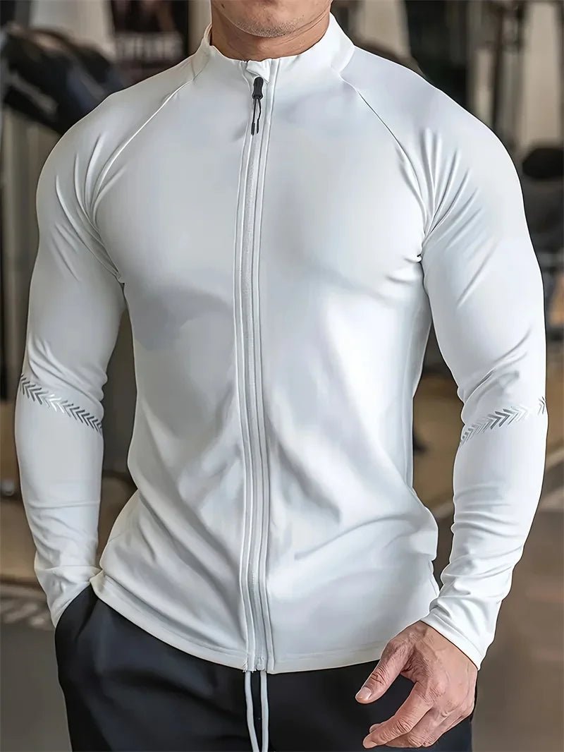 2025 Spring autumn Running Jacket Men zipper tops Fitness Tight Jacket Training Sportswear Jogging Sweatshirt Man cardigan Coat
