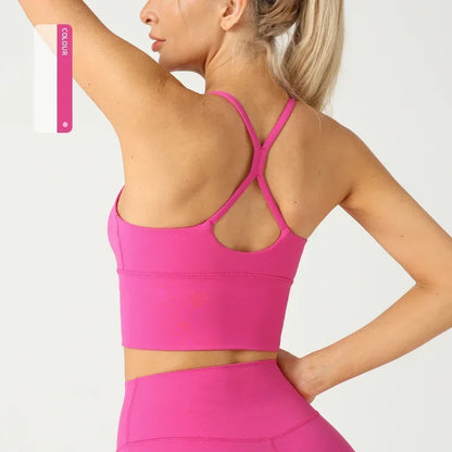 Solid Color Women Gym Yoga Naked Feeling Sexy Cross Back Y shape Sports Bra Fitness Yoga Jogging Workout Sports Women Sling