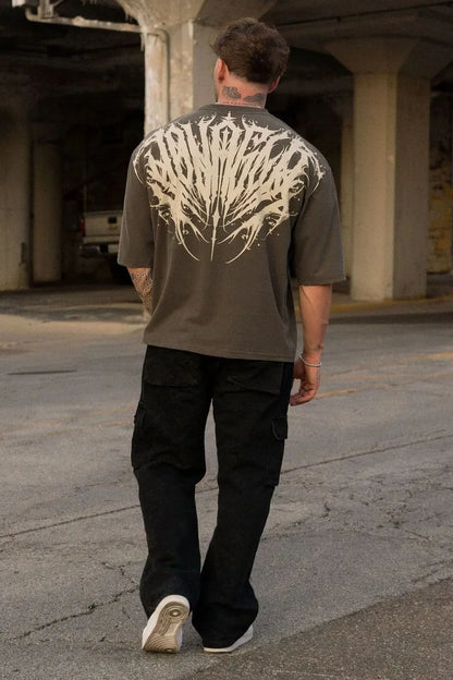 Loose Fit Men's T-Shirt American Trendy Brand Cotton Blend Short Sleeve Fitness Sporty Summer Casual Wear Dry Fast T-Shirt