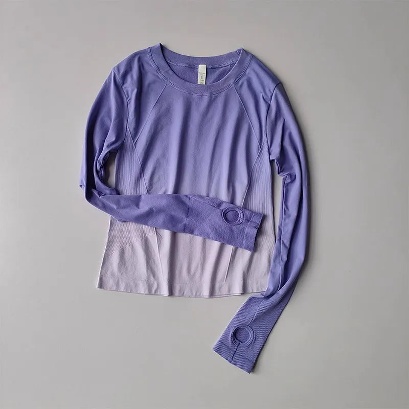 Women's Long Sleeve Top Yoga Shirts Running T-Shirt Hanging dye Fitness Sports Top Gym Sweatshirts Workout Tops Sports Shirts