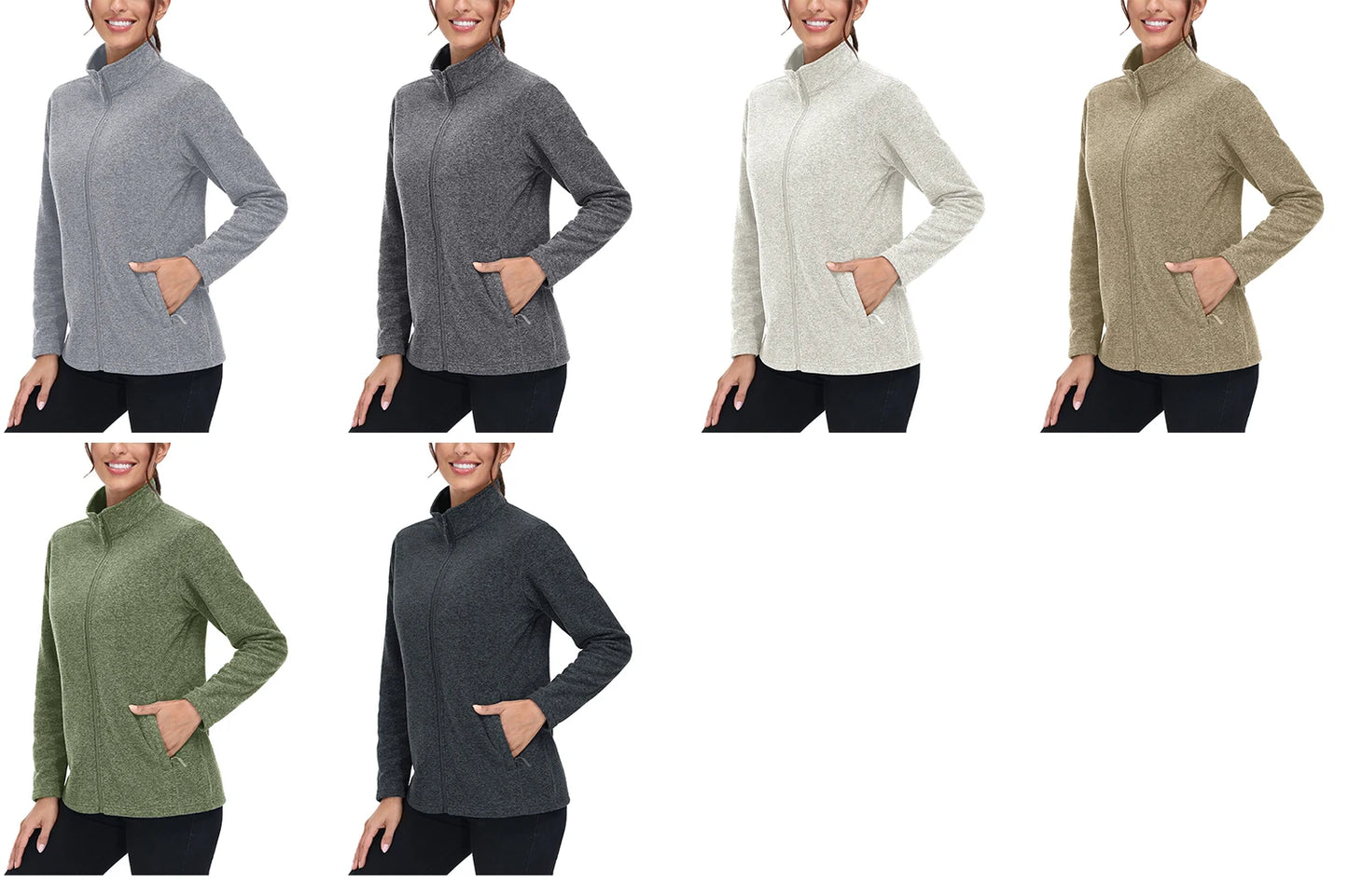 TACVASEN Lightweight Full Zip Fleece Jackets Spring/Autumn Womens Turtleneck Sweater Sports Warm Sweatshirts Thermal Casual Tops