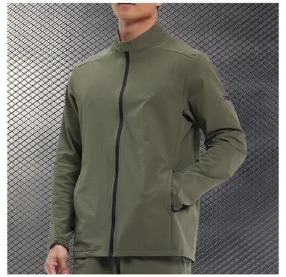 Men Outdoor Sports Casual Jacket Jacket Stand-Up Collar Zip Running Fitness Windproof Camping Hiking Riding Training Tops