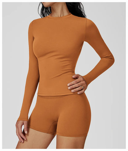 Yoga Shirts Women Long Sleeve Fitness Running Gym Clothes Workout Dry Fit Breathable Slim Fit High Elastic Sport Top Women's Top