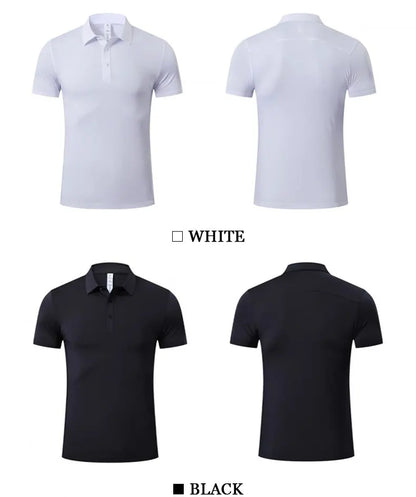 Men's Ice Silk Quick Dry Short-sleeved Thin Running T-shirt Loose Lapel Fitness T-shirt Football Basketball Jersey Sportswear