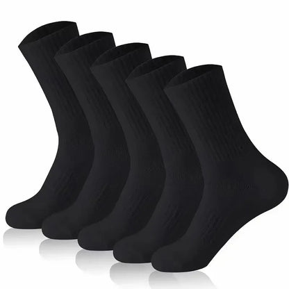 5/10/20 Pairs Neutral Solid Color Round Neck Socks Spring Autumn Sweat Absorbing Breathable Comfortable All-season Sports Socks