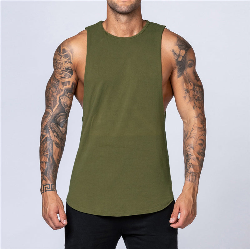 Men's Gym Clothing Summer Fitness Cotton Tank Top Men Jogging Bodybuilding Sleeveless Shirt Breathable O-Neck Casual Muscle Vest